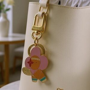 Luxury Gold n pink Keychain bag charm Vivienne key holder NEW